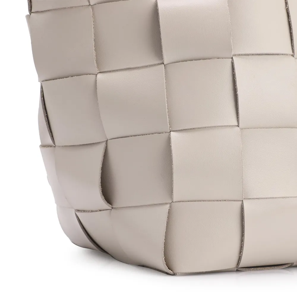 Bolsa Tote Tressê Couro Off White/Marrom - imagem 7