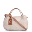 Bolsa Tote Tressê Couro Off White/Marrom - imagem 1