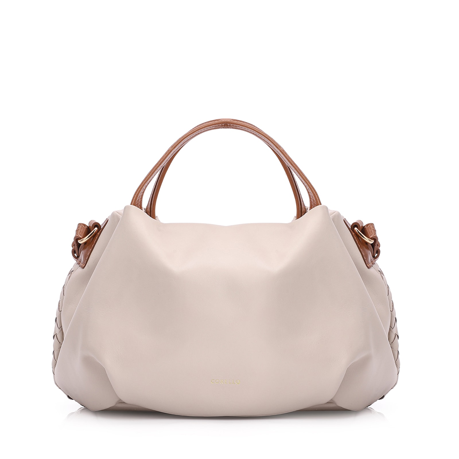 Bolsa Tote Tressê Couro Off White/Marrom