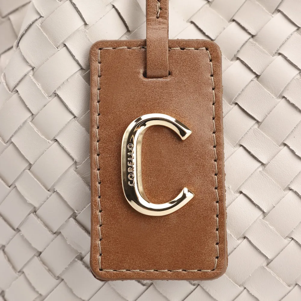 Bolsa Tote Tressê Couro Off White/Marrom - imagem 5