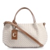Bolsa Tote Tressê Couro Off White/Marrom - imagem 1