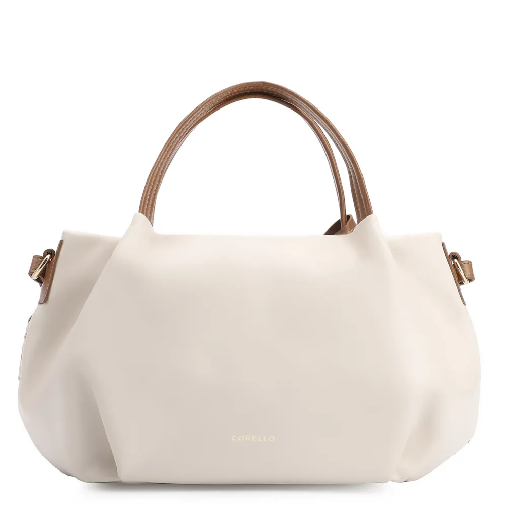 Bolsa Tote Tressê Couro Off White/Marrom - imagem 3
