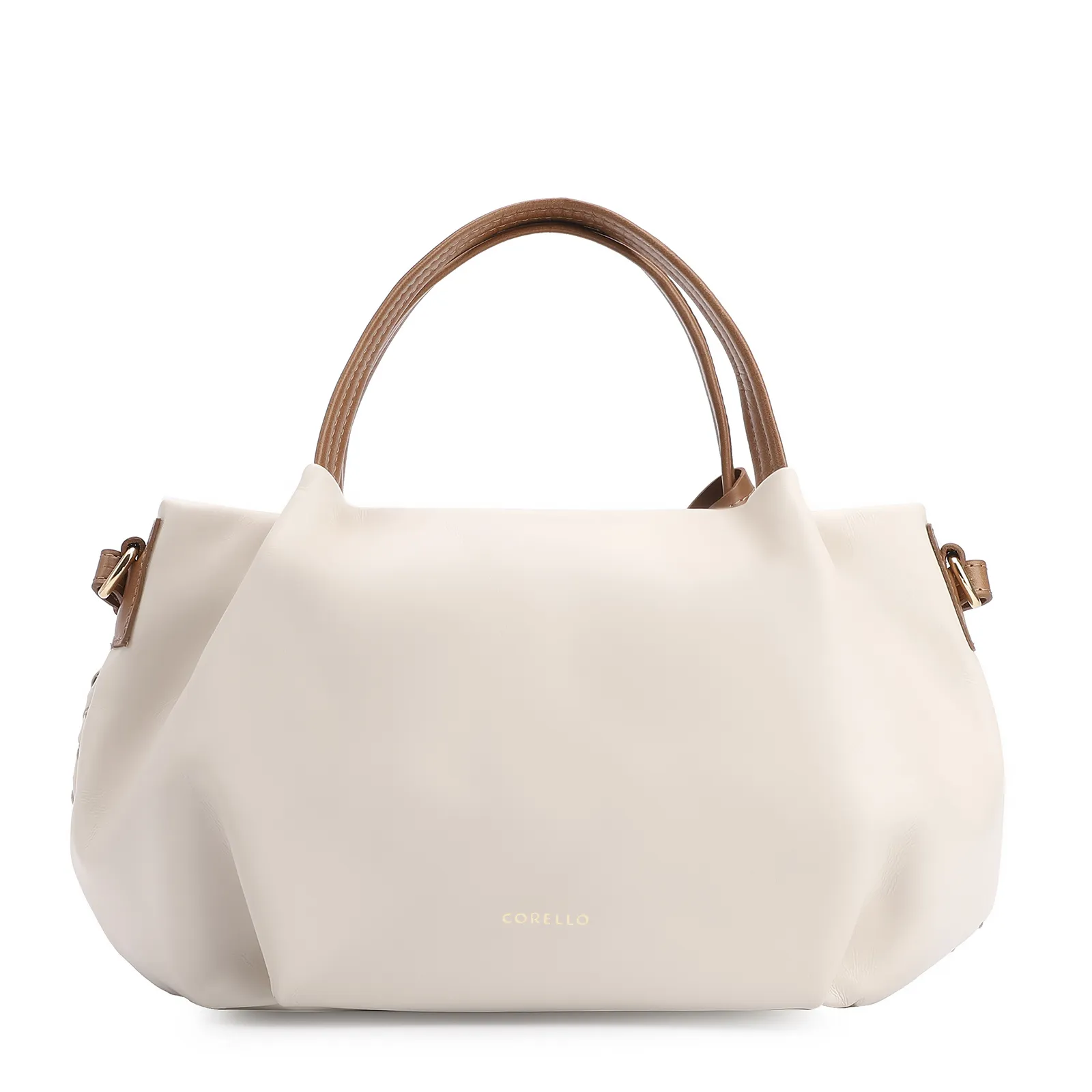 Bolsa Tote Tressê Couro Off White/Marrom