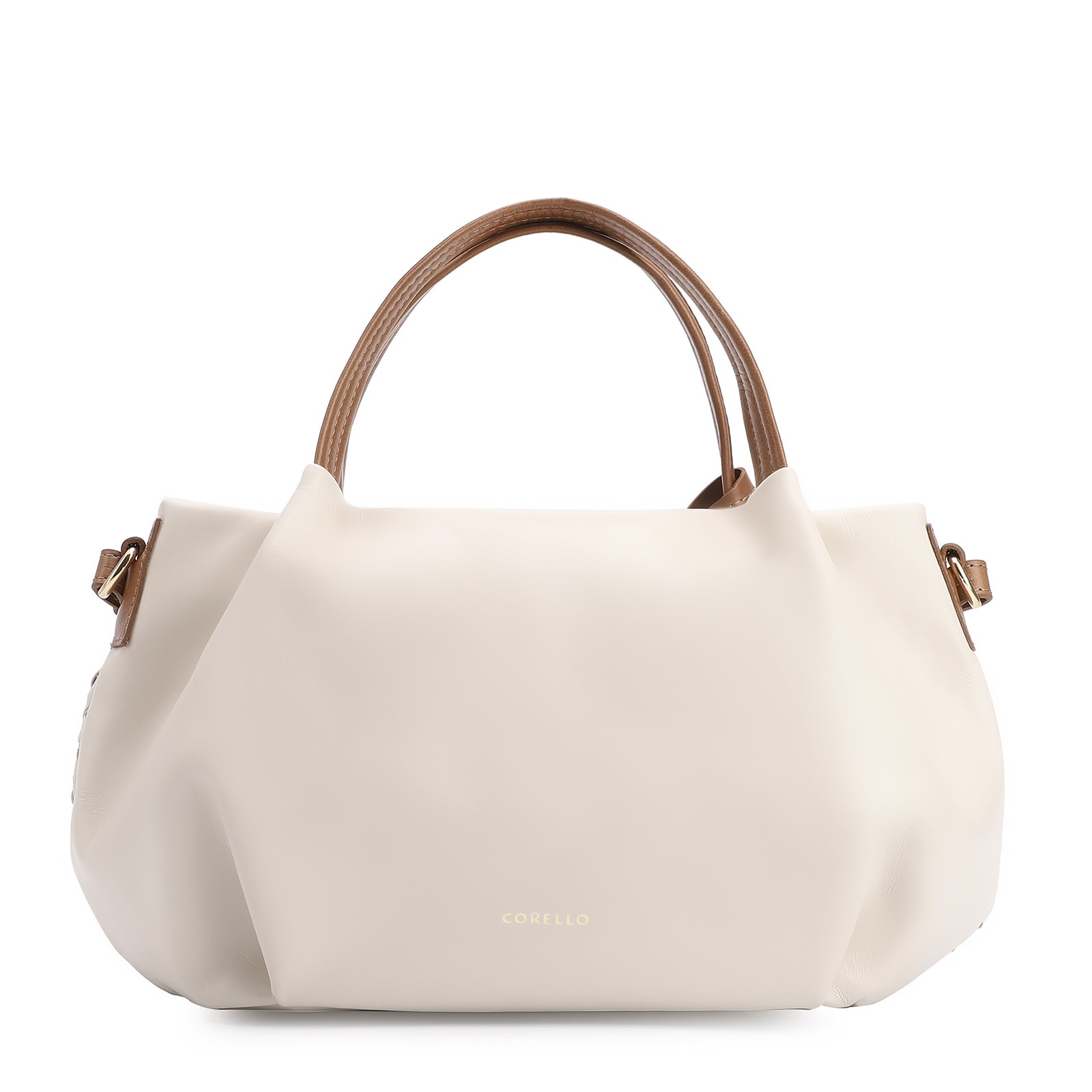 Bolsa Tote Tressê Couro Off White/Marrom