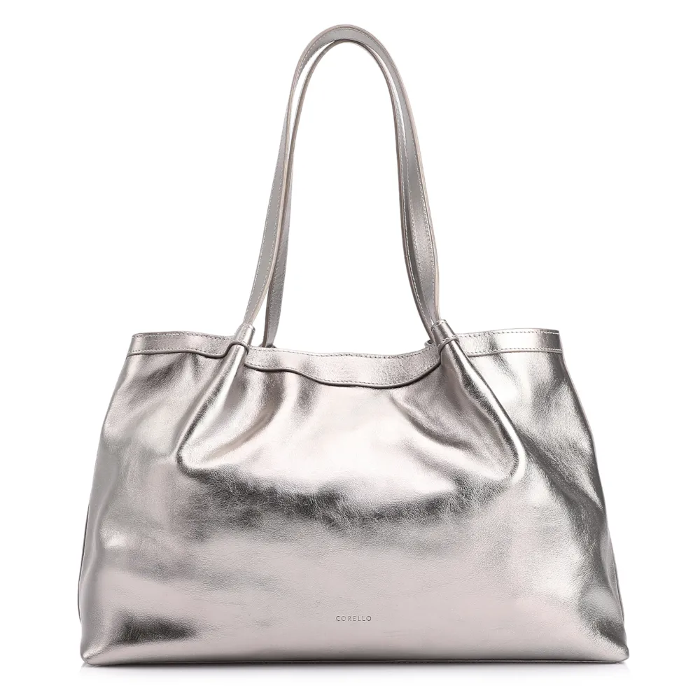Bolsa Tote Tressê Couro Prata - imagem 3