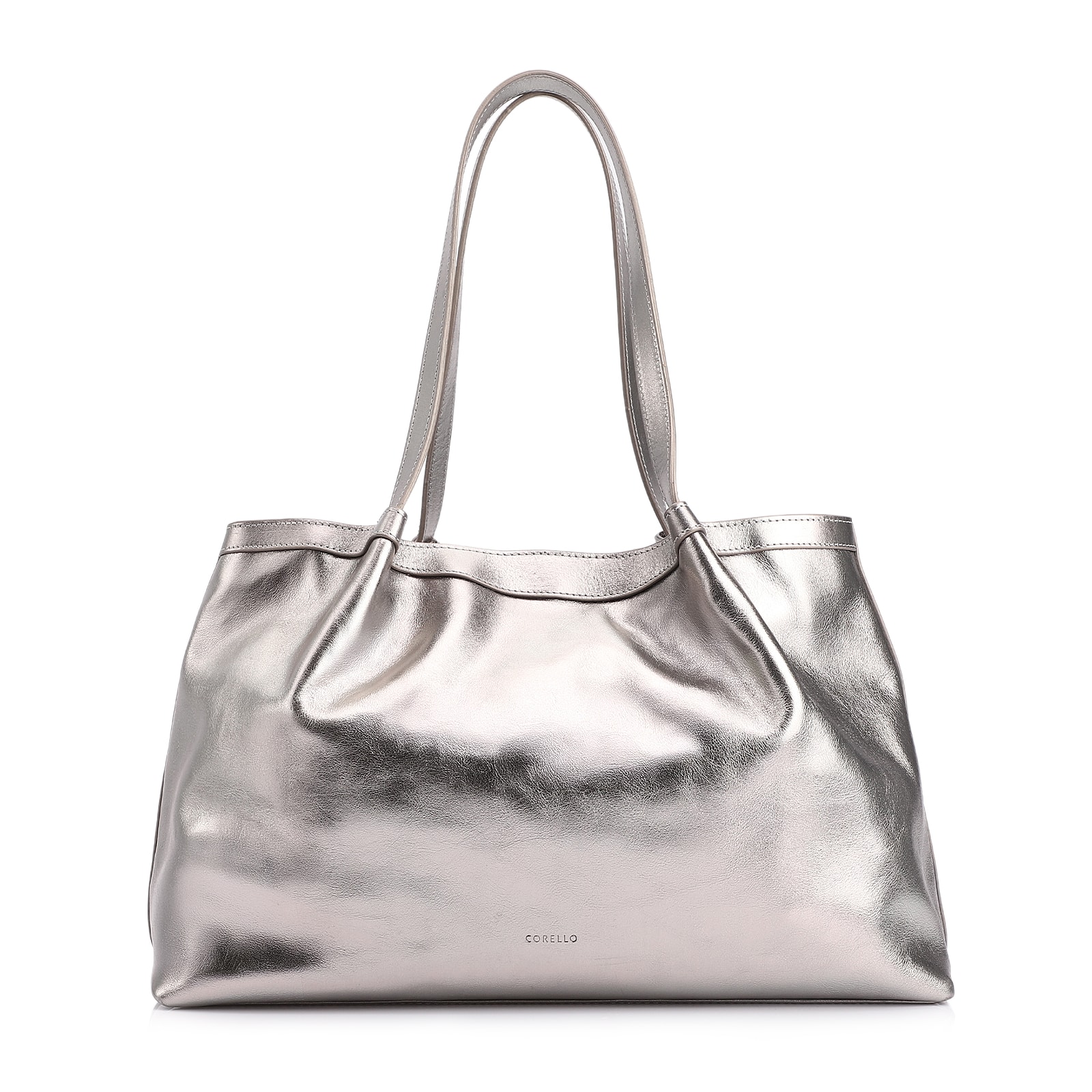 Bolsa Tote Tressê Couro Prata