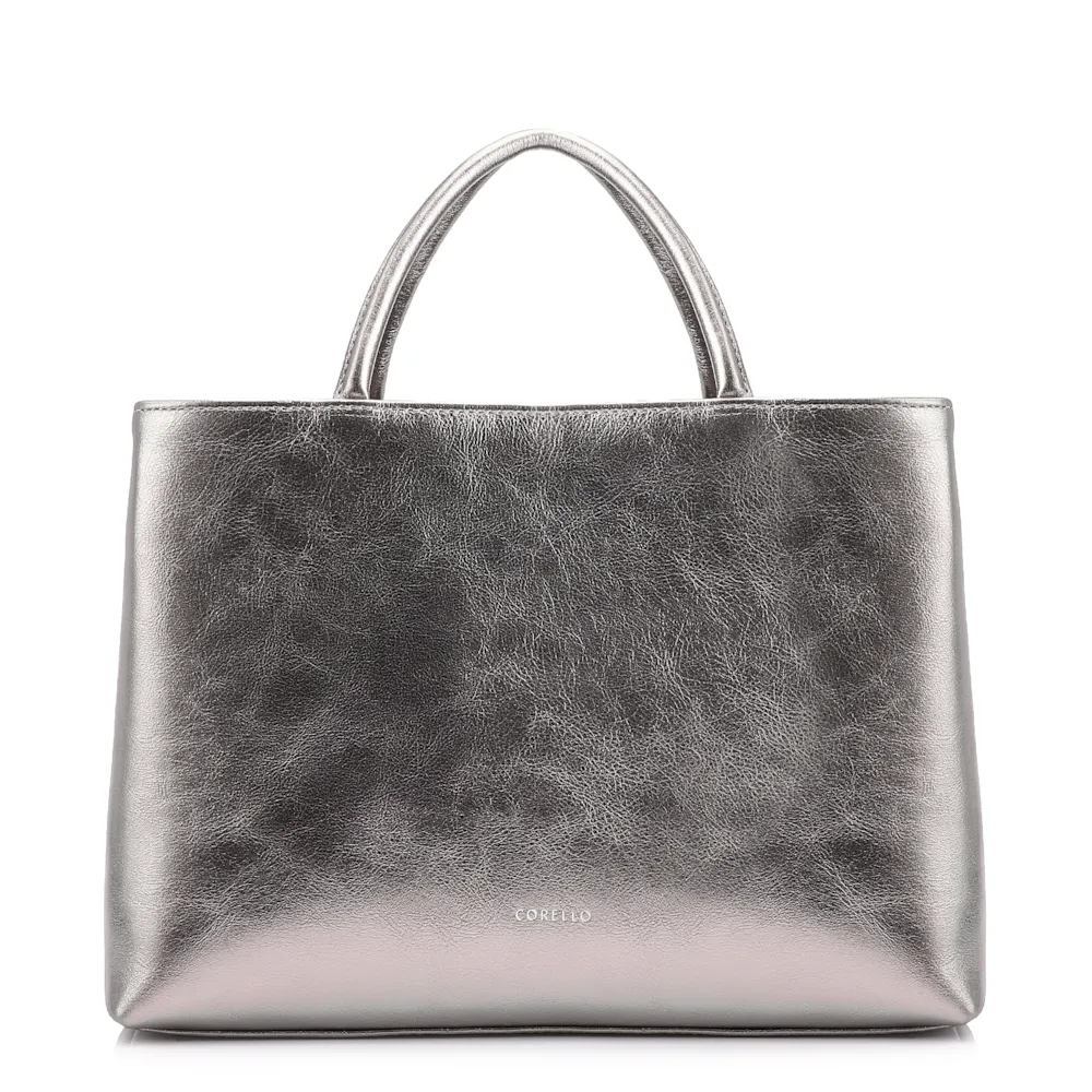 Bolsa Tote Tressê Couro Prata - imagem 3