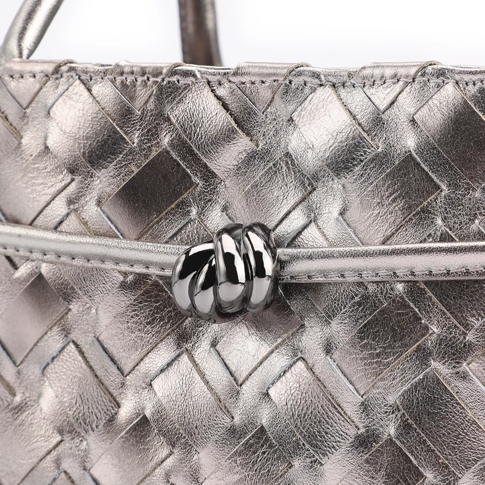 Bolsa Tote Tressê Couro Prata - imagem 7