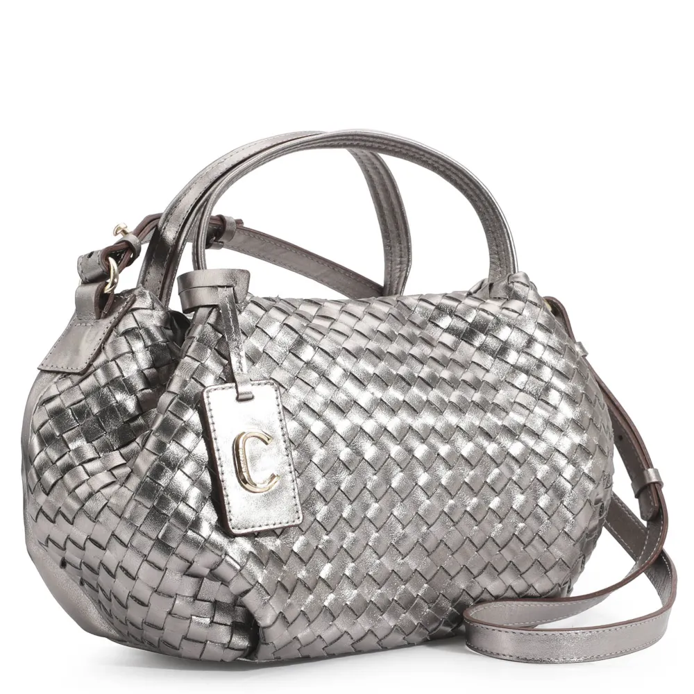 Bolsa Tote Tressê Couro Prata - imagem 3