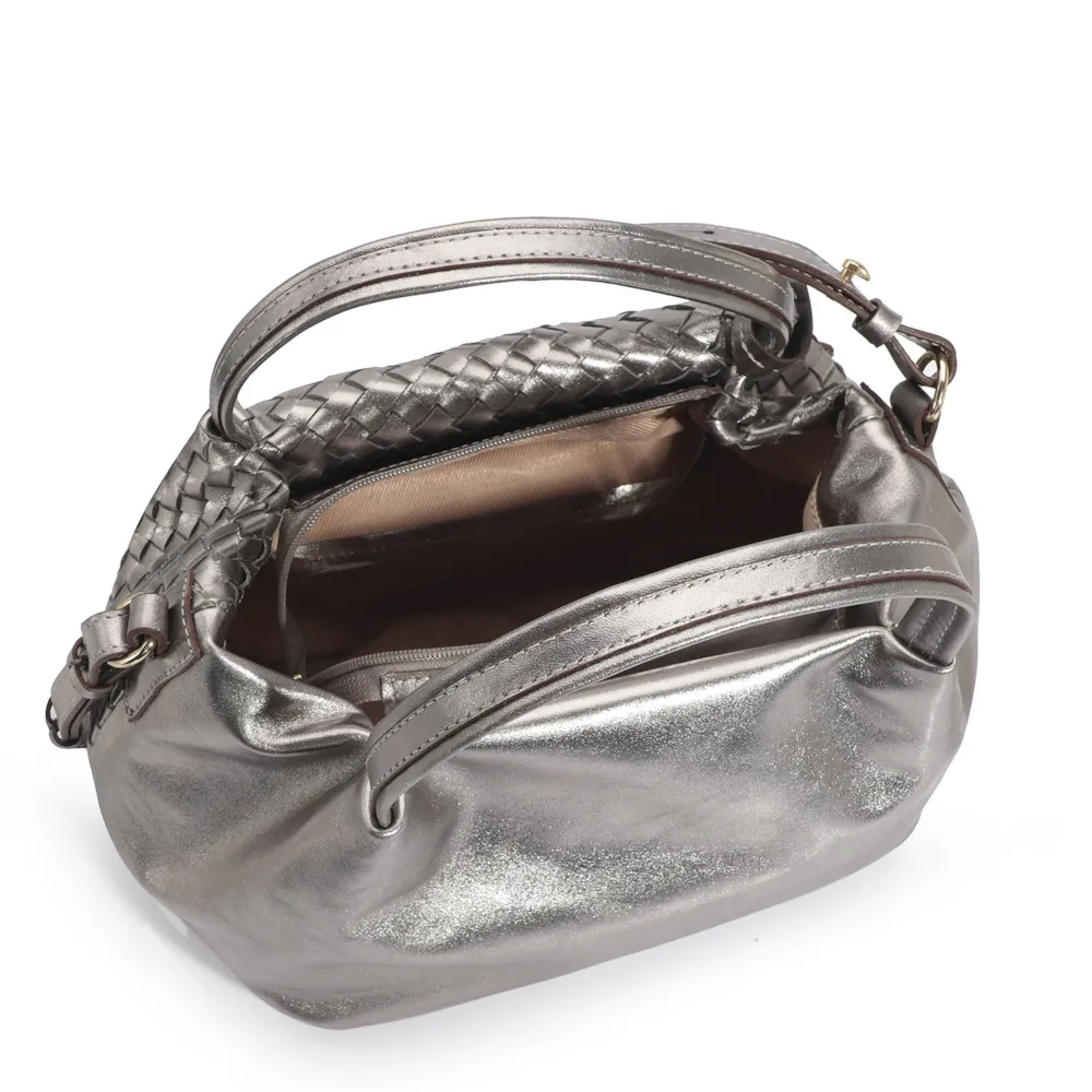 Bolsa Tote Tressê Couro Prata - imagem 5