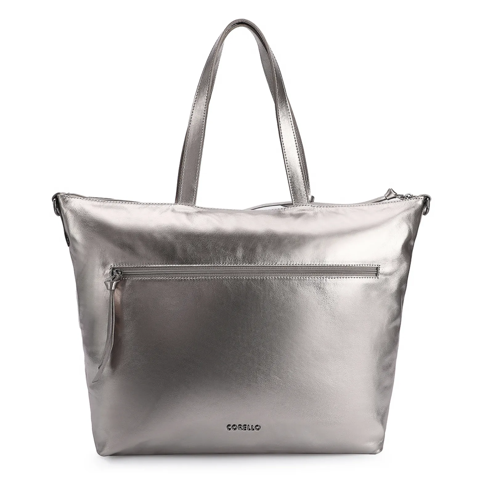 Bolsa Tote Tressê Couro Prata