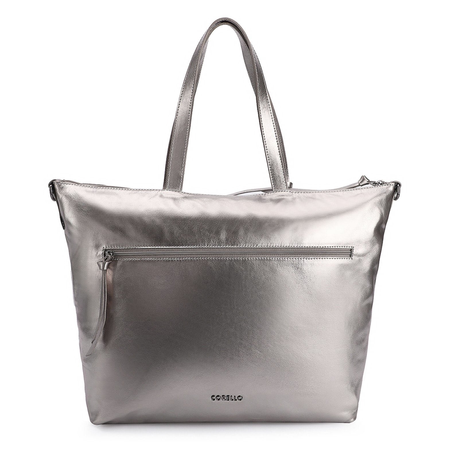Bolsa Tote Tressê Couro Prata