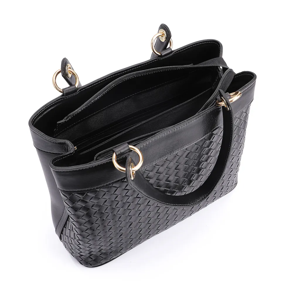 Bolsa Tote Tressê Couro Preto - imagem 4