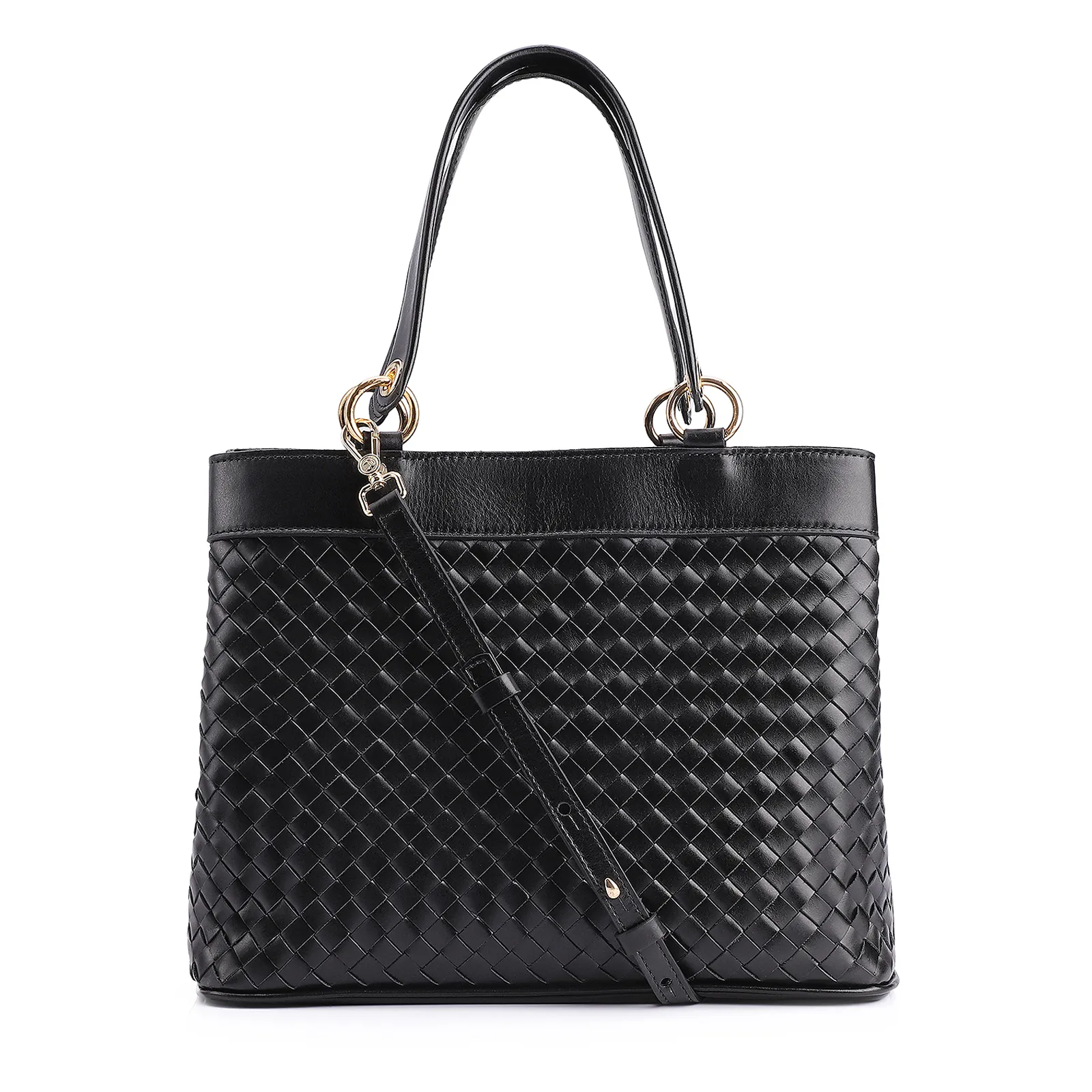 Bolsa Tote Tressê Couro Preto