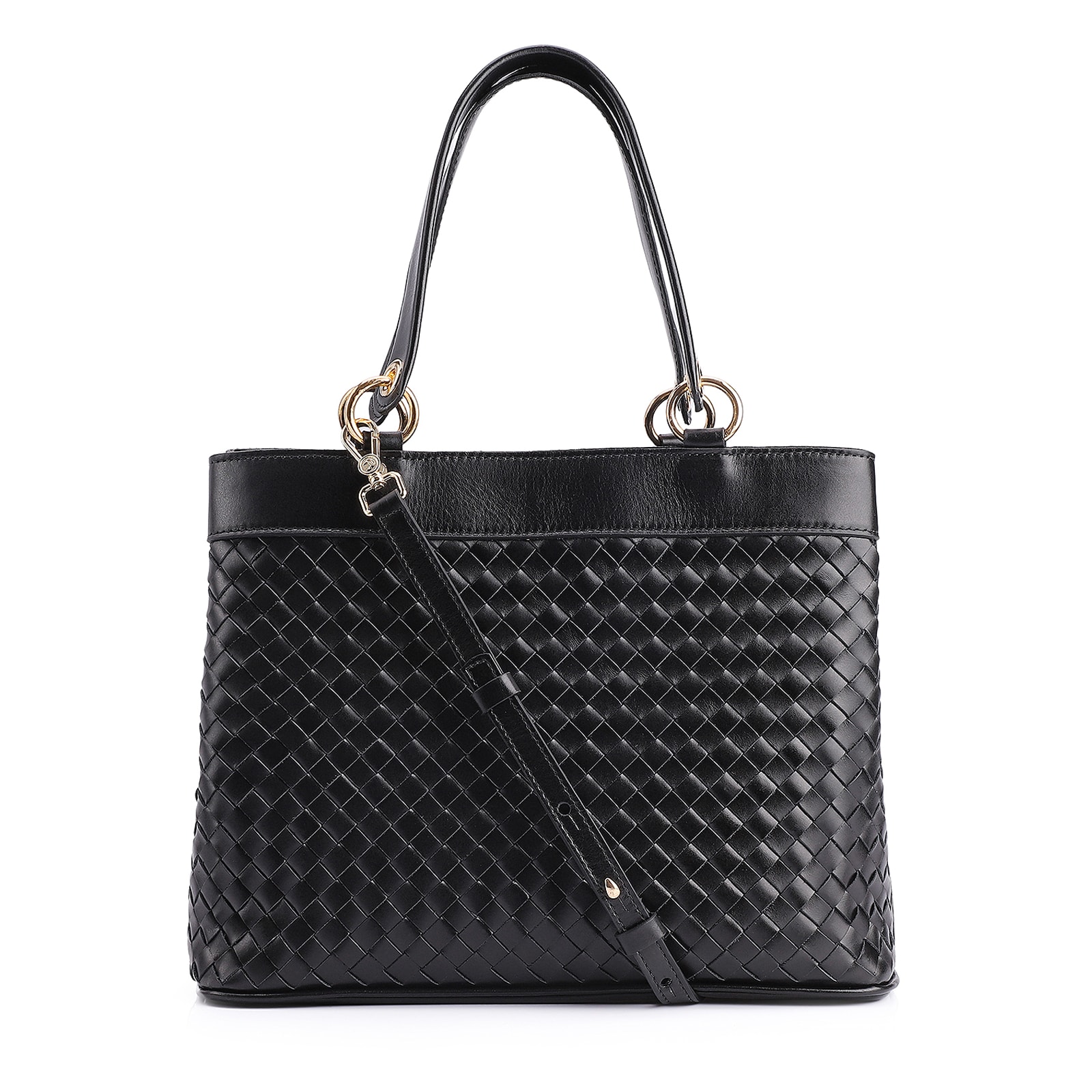 Bolsa Tote Tressê Couro Preto