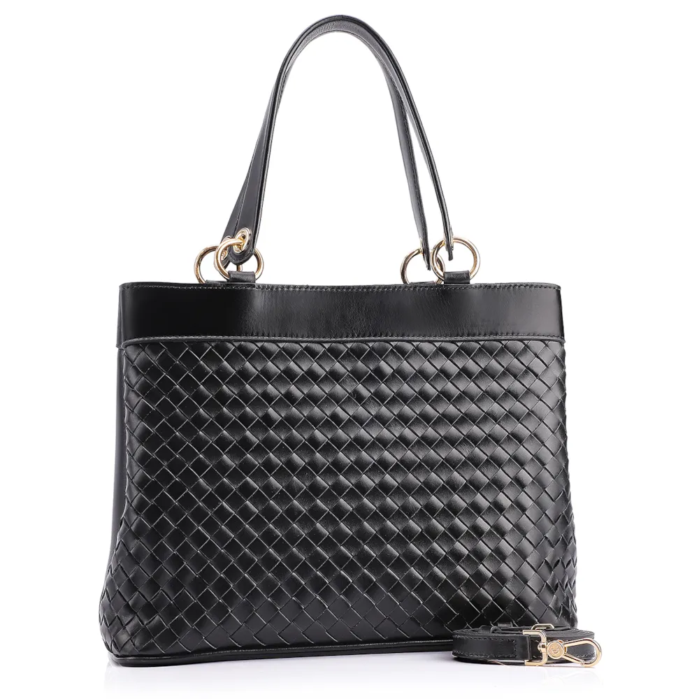 Bolsa Tote Tressê Couro Preto - imagem 2