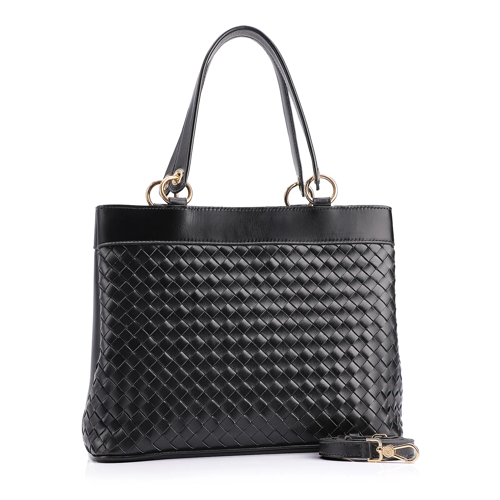 Bolsa Tote Tressê Couro Preto