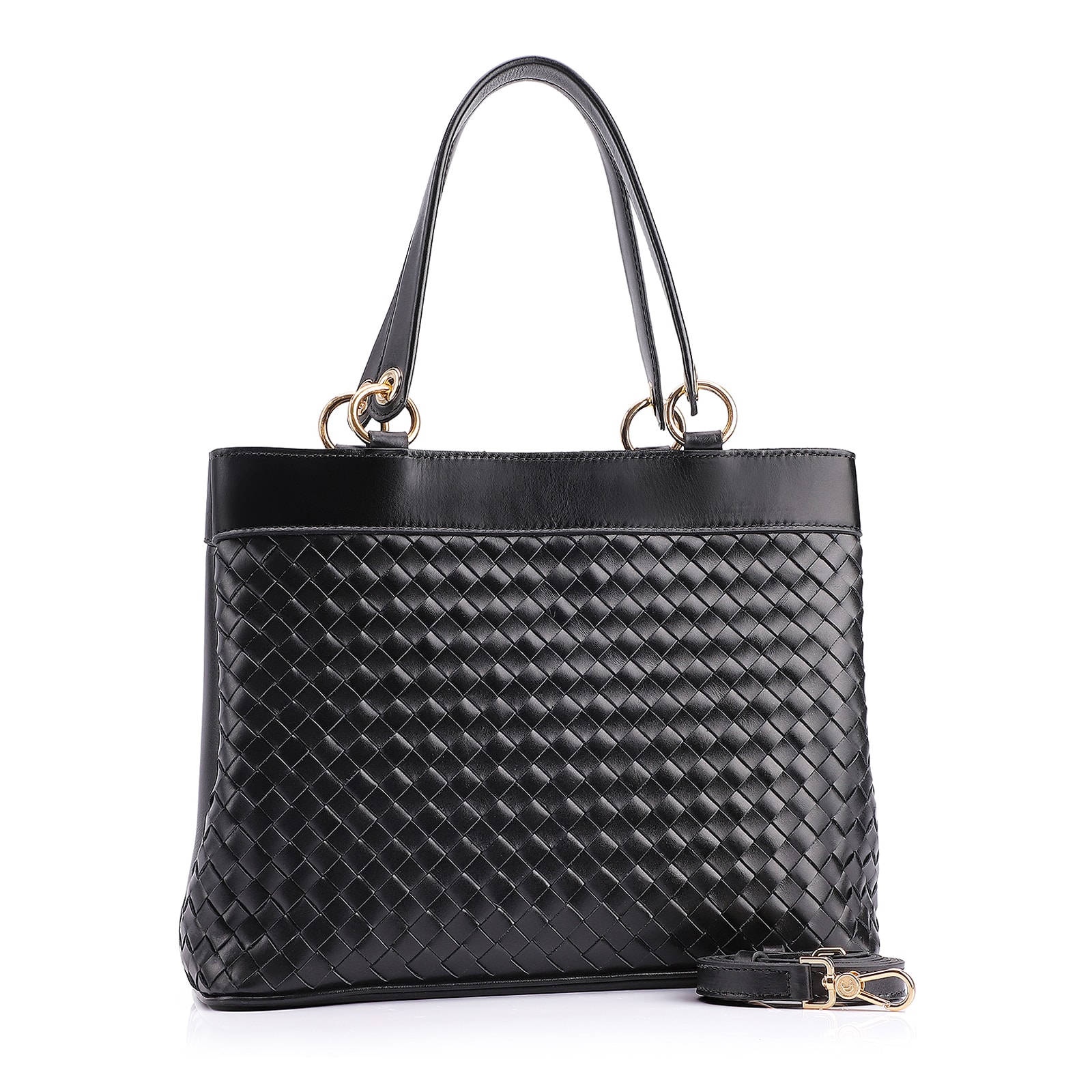 Bolsa Tote Tressê Couro Preto