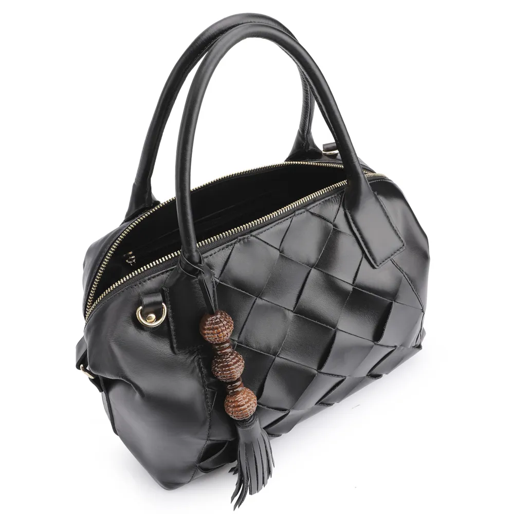 Bolsa Tote Tressê Couro Preto - imagem 4