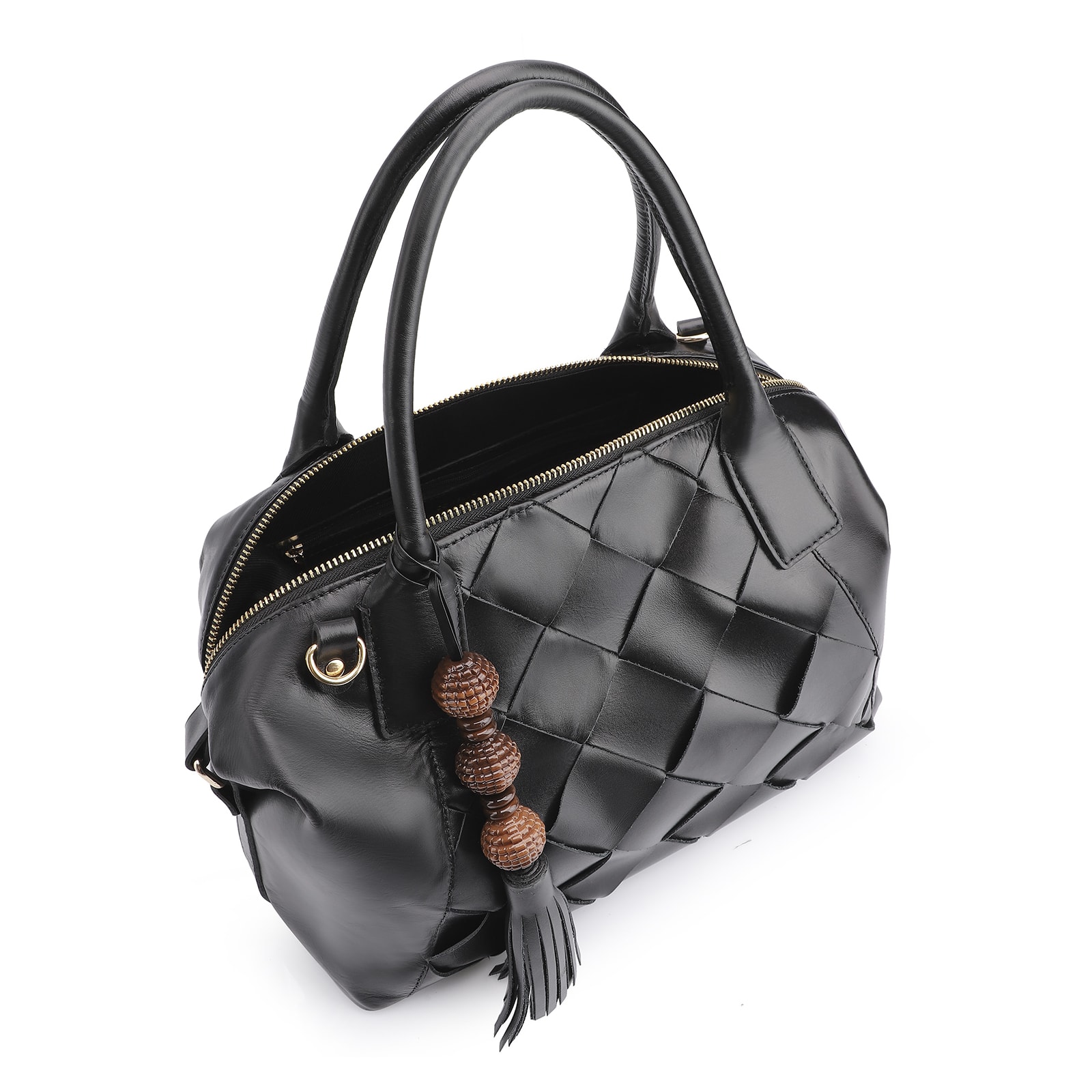 Bolsa Tote Tressê Couro Preto