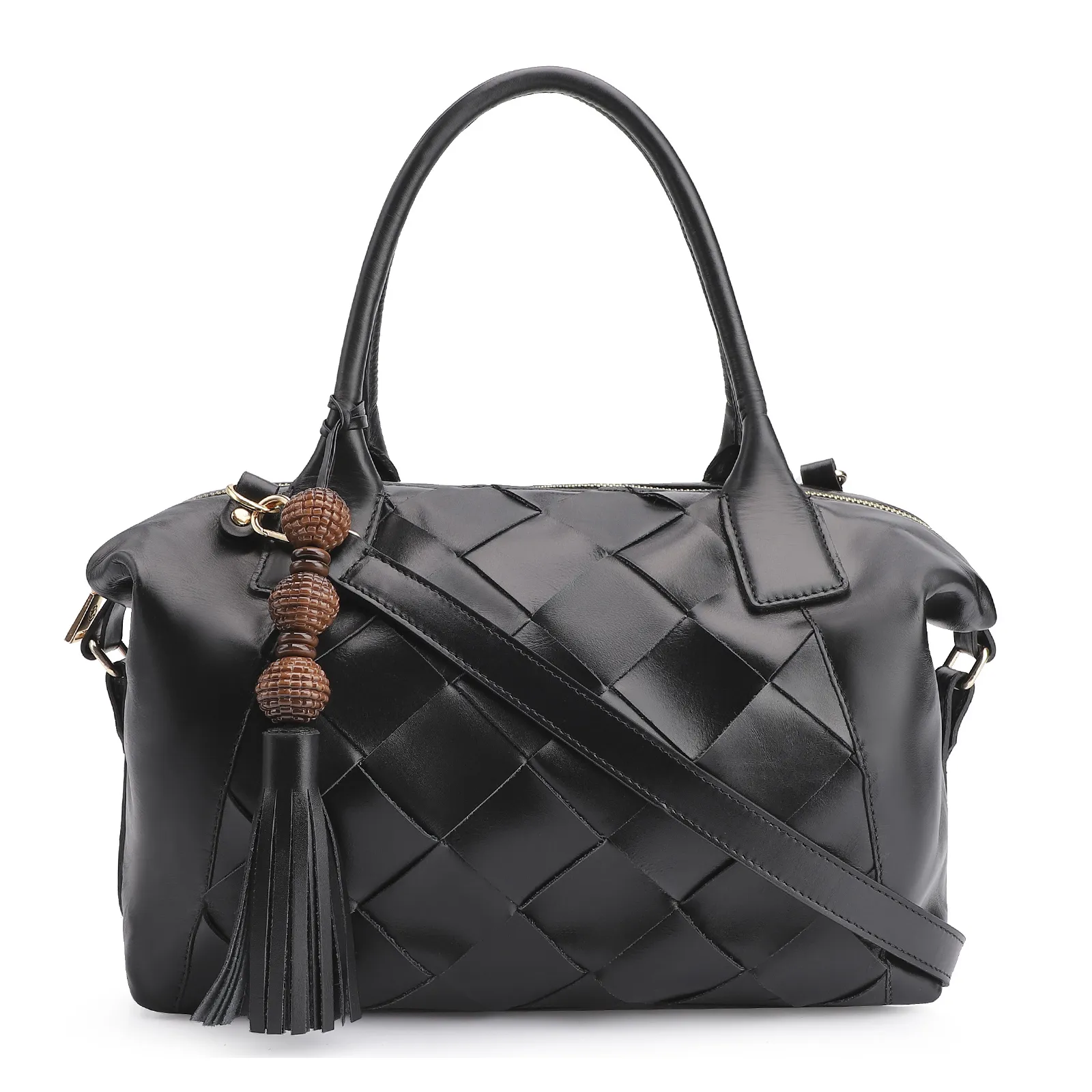 Bolsa Tote Tressê Couro Preto