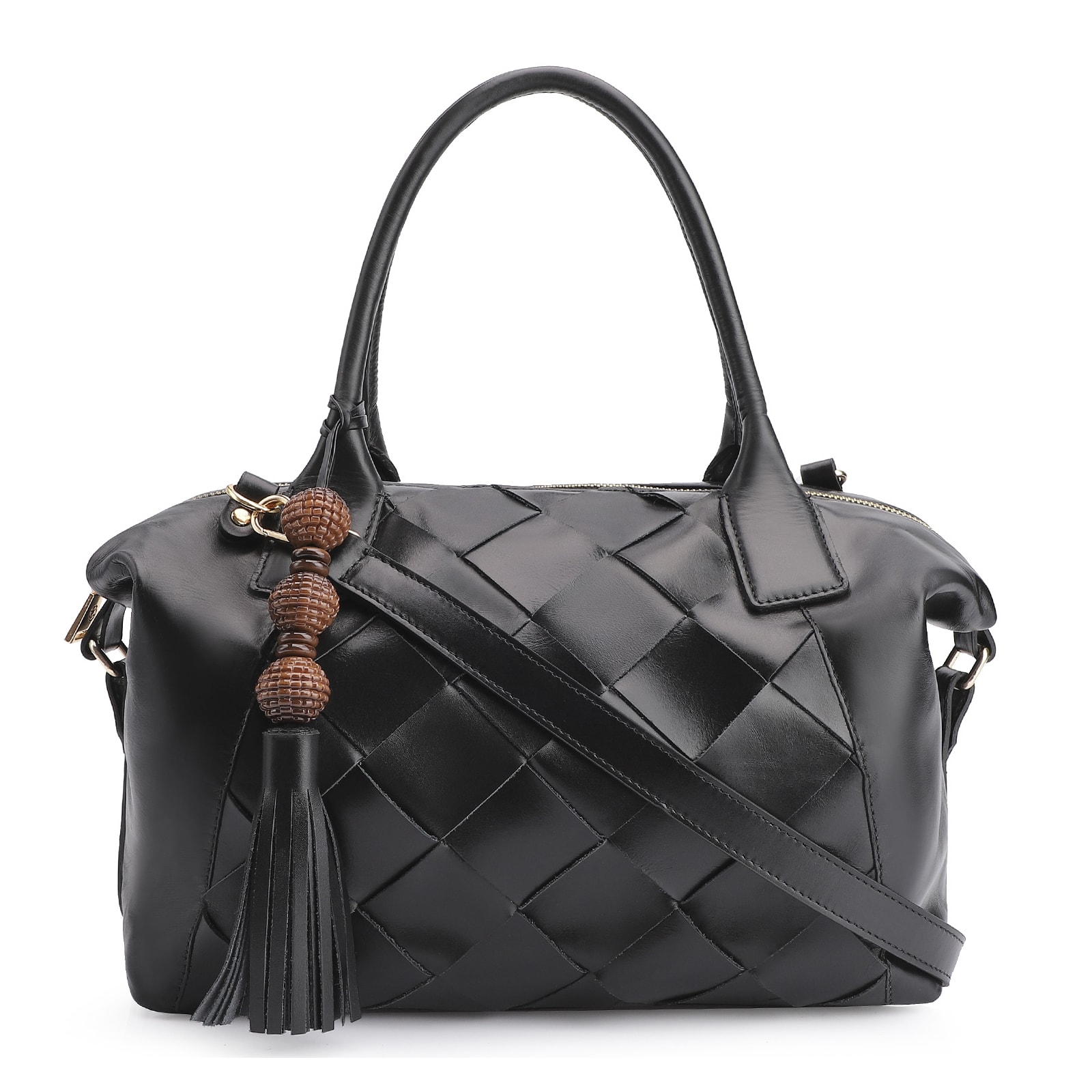 Bolsa Tote Tressê Couro Preto