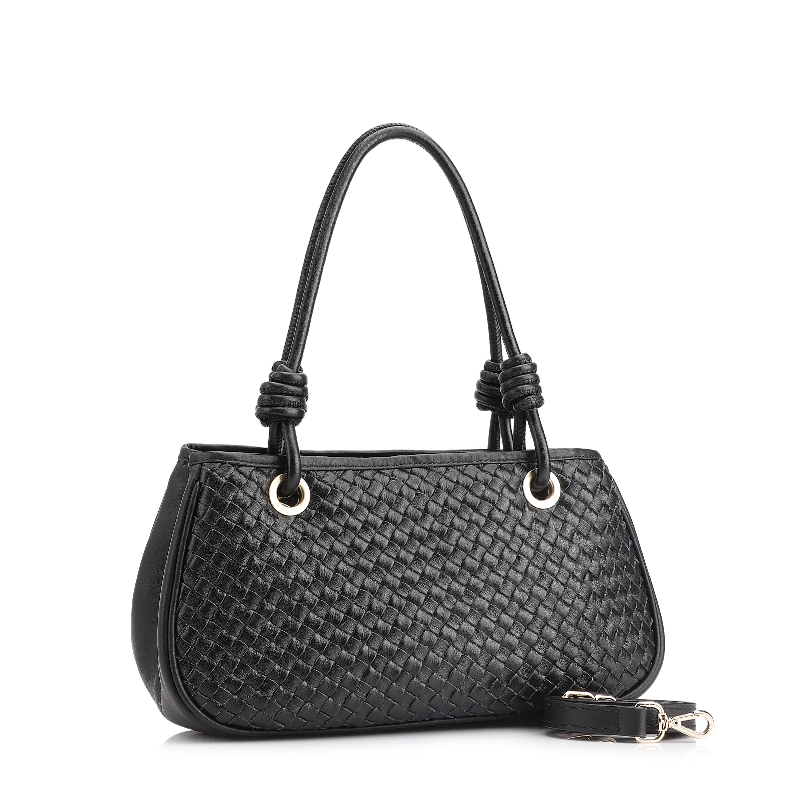 Bolsa Tote Tressê Couro Preto