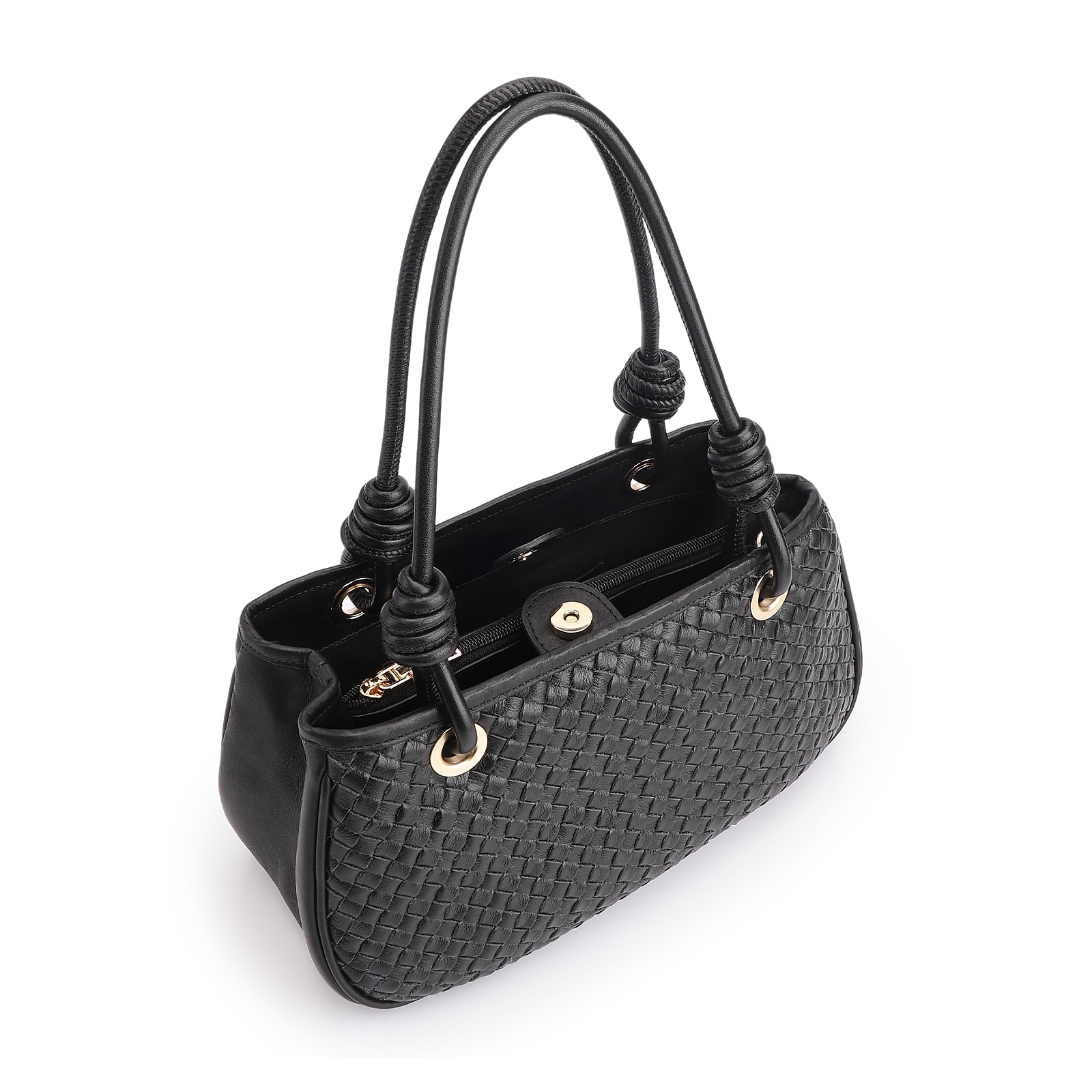 Bolsa Tote Tressê Couro Preto