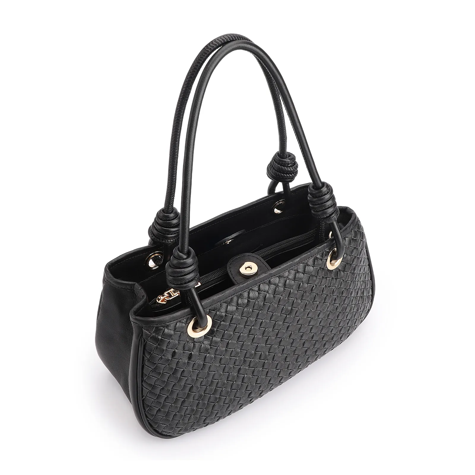 Bolsa Tote Tressê Couro Preto
