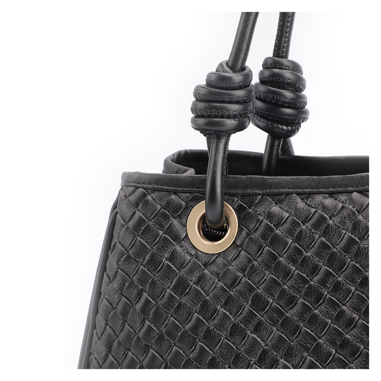 Bolsa Tote Tressê Couro Preto