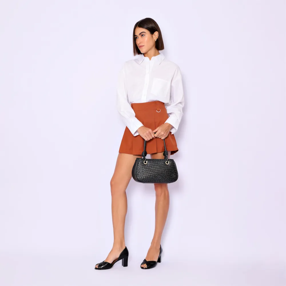 Bolsa Tote Tressê Couro Preto - imagem 8