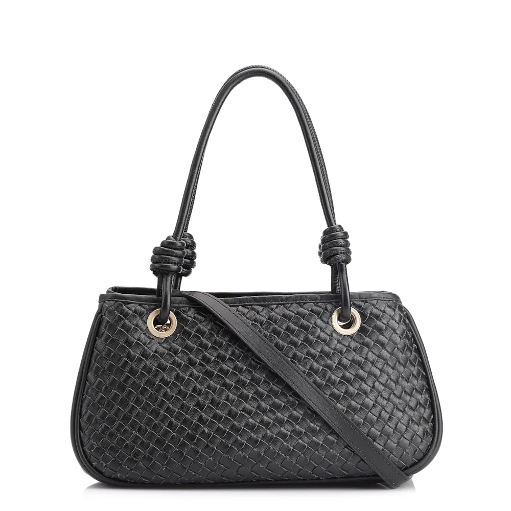 Bolsa Tote Tressê Couro Preto