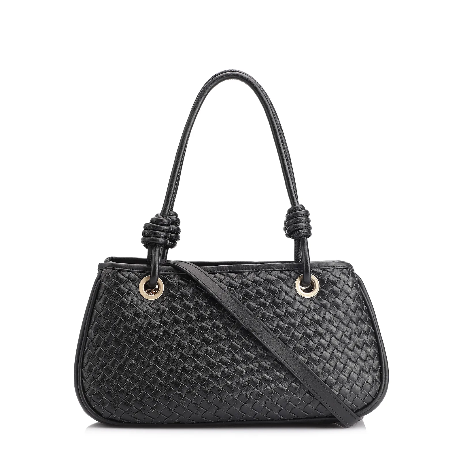 Bolsa Tote Tressê Couro Preto