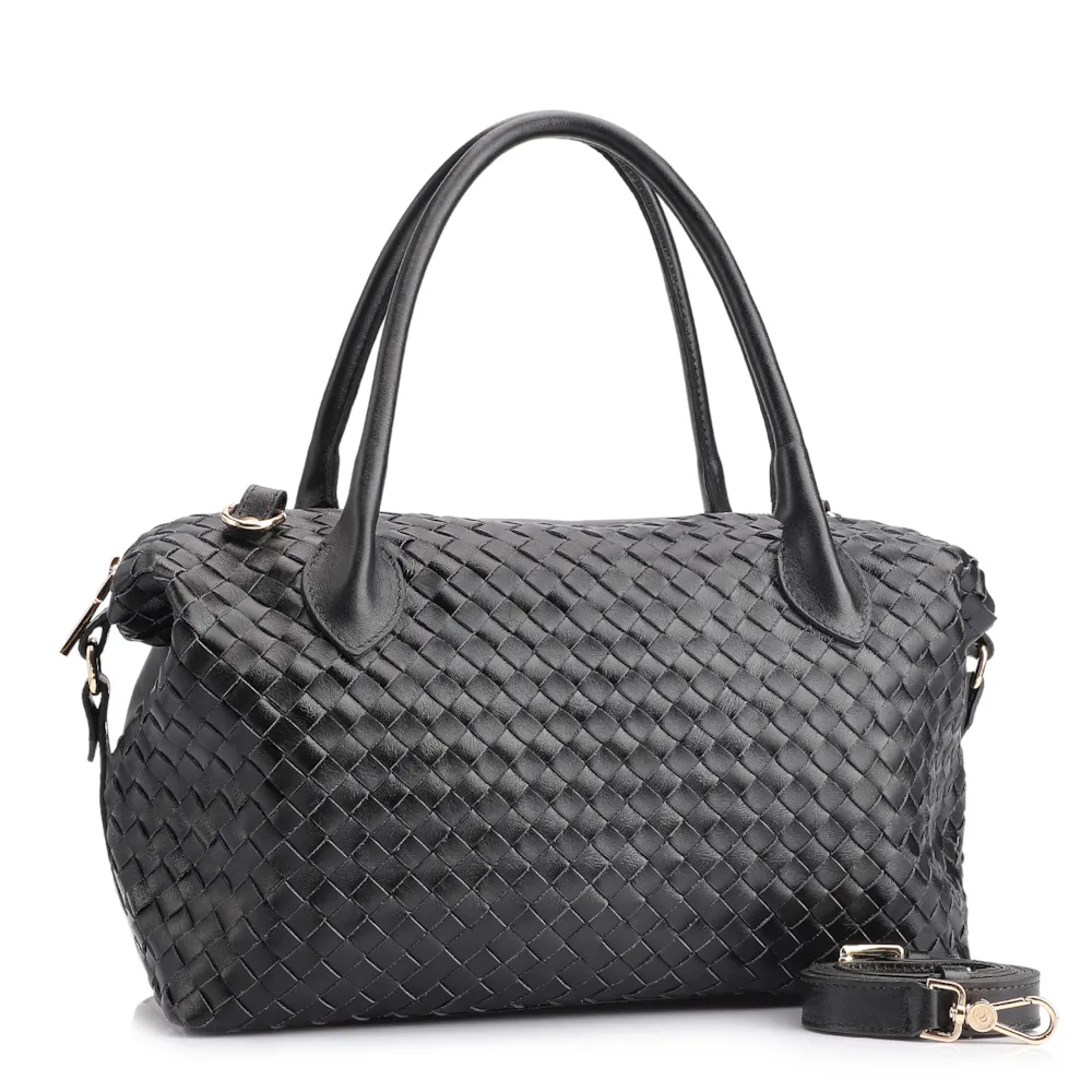 Bolsa Tote Tressê Couro Preto - imagem 3