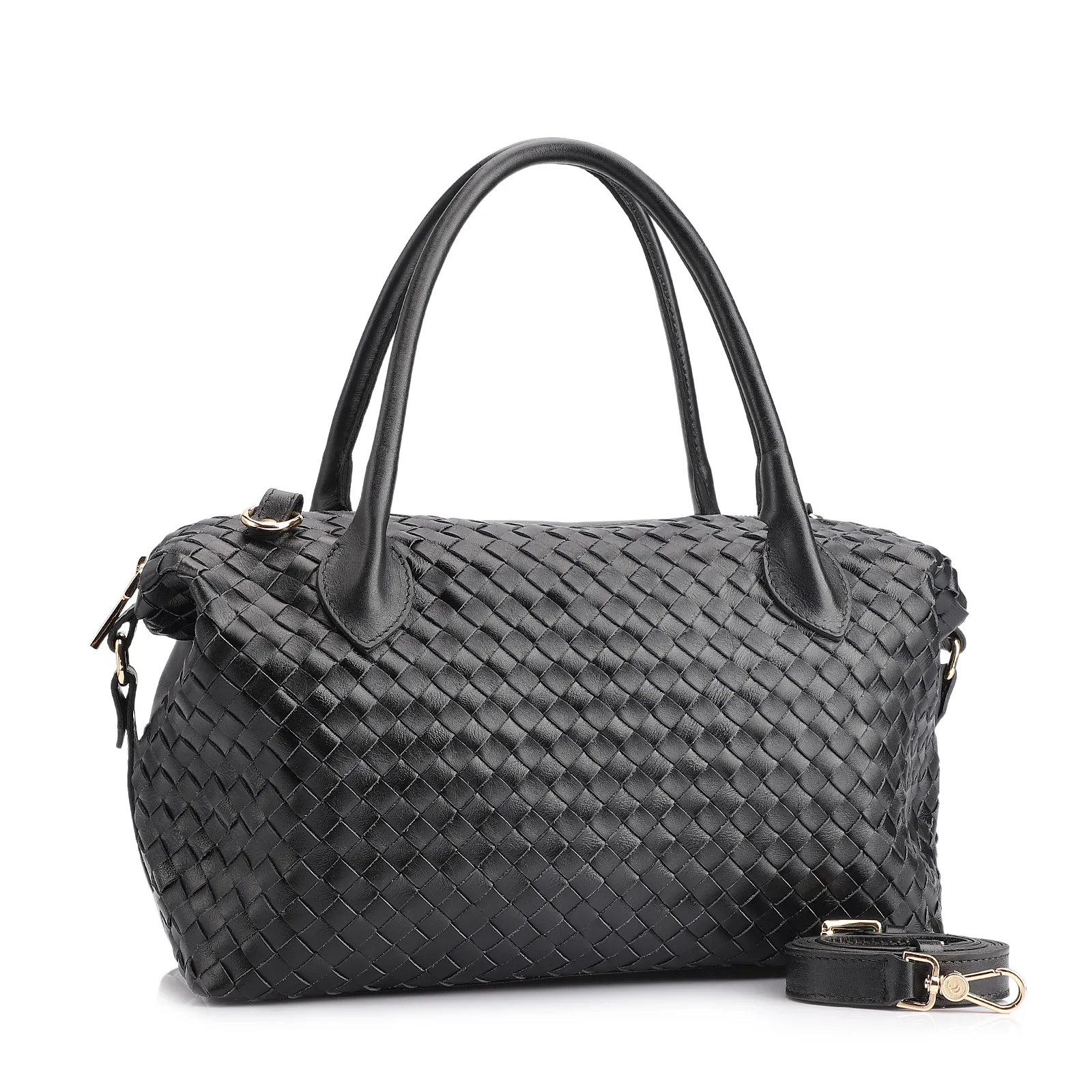Bolsa Tote Tressê Couro Preto