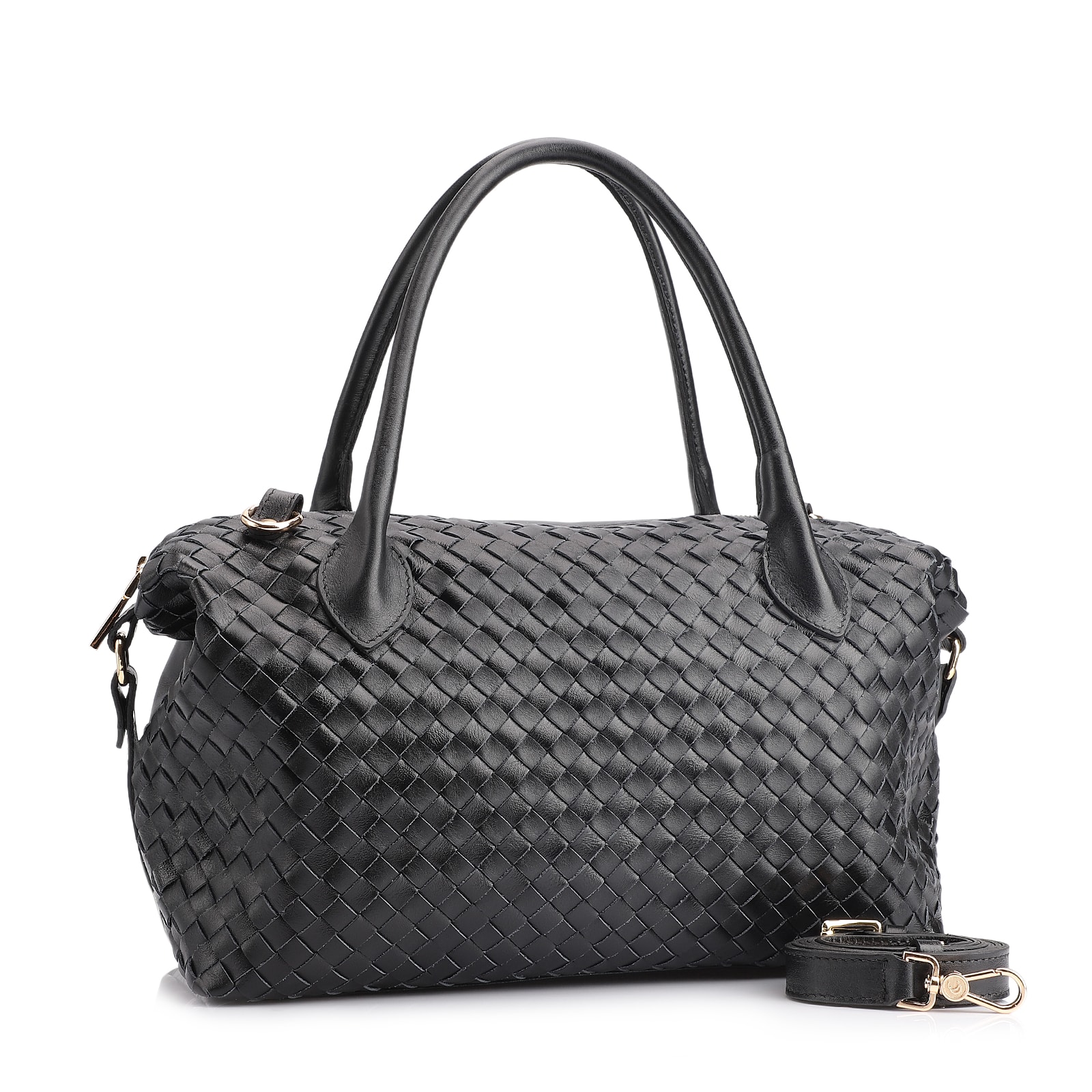 Bolsa Tote Tressê Couro Preto