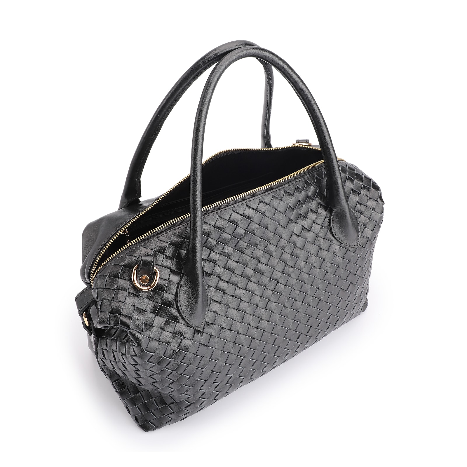 Bolsa Tote Tressê Couro Preto