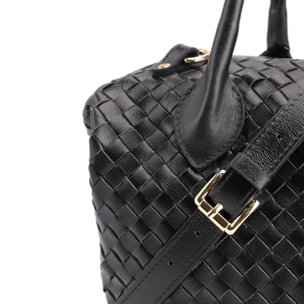 Bolsa Tote Tressê Couro Preto - imagem 8