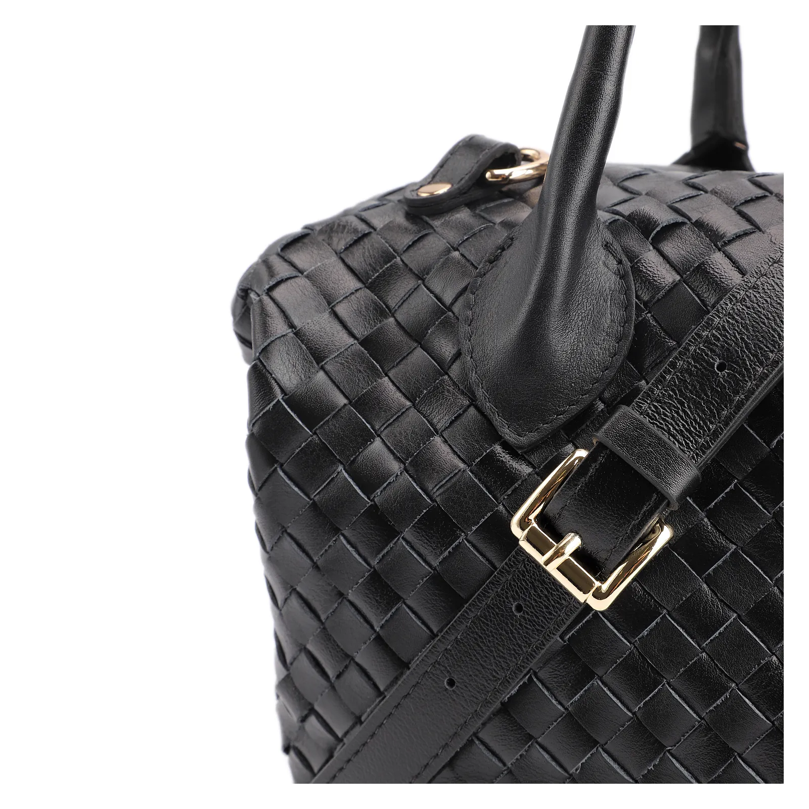 Bolsa Tote Tressê Couro Preto