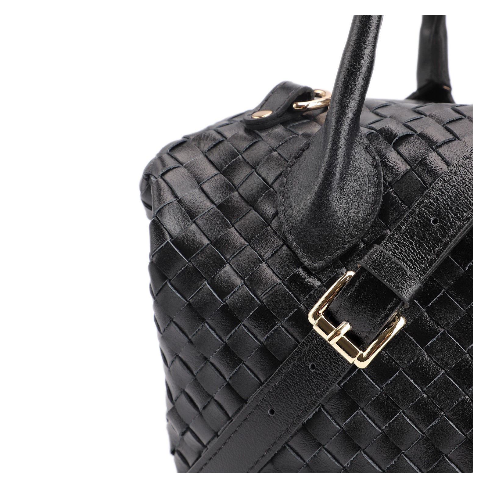 Bolsa Tote Tressê Couro Preto