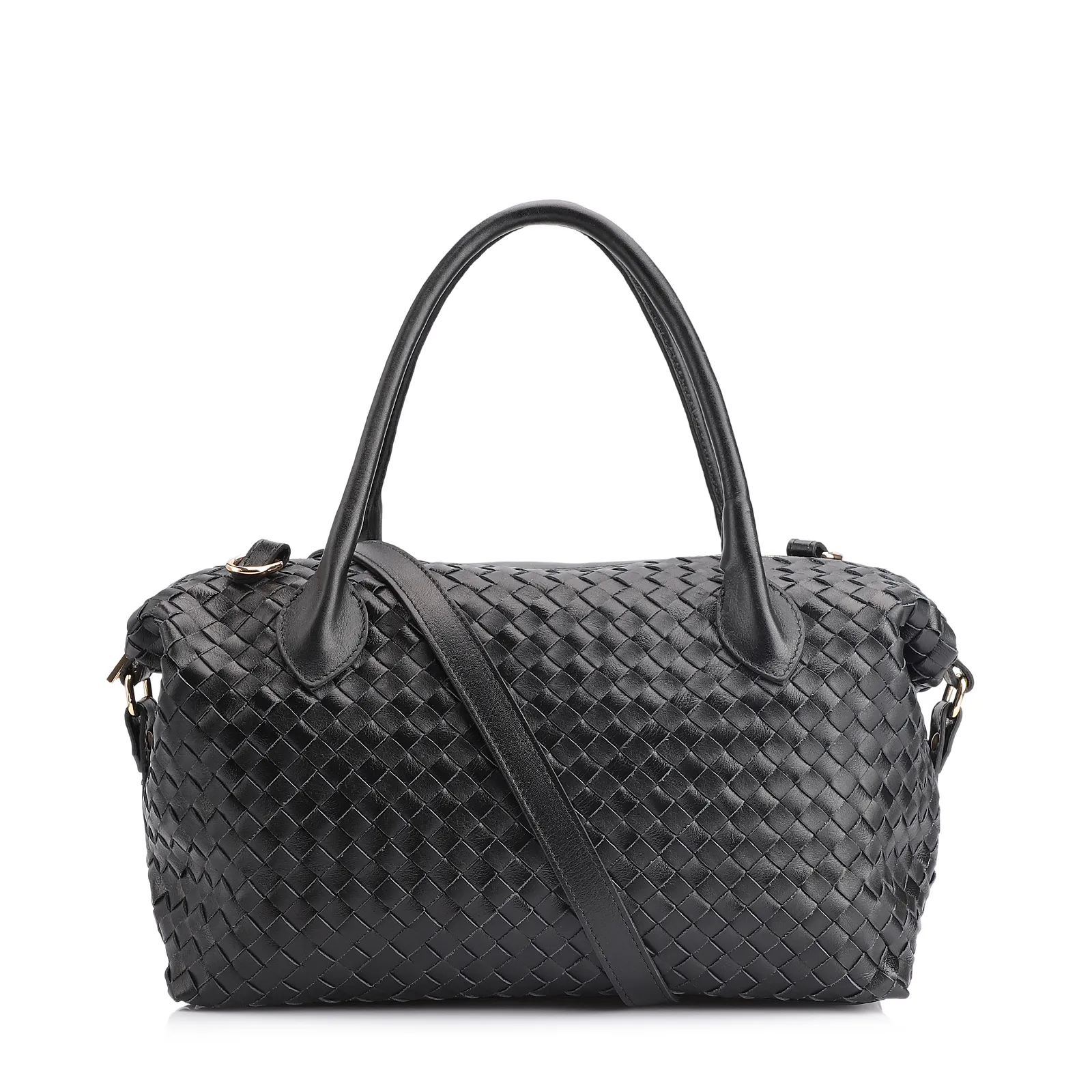 Bolsa Tote Tressê Couro Preto
