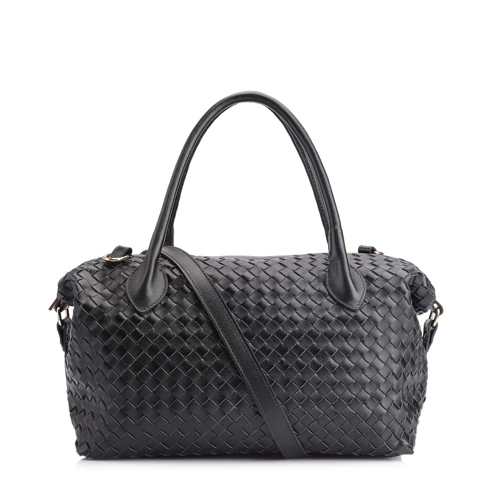 Bolsa Tote Tressê Couro Preto