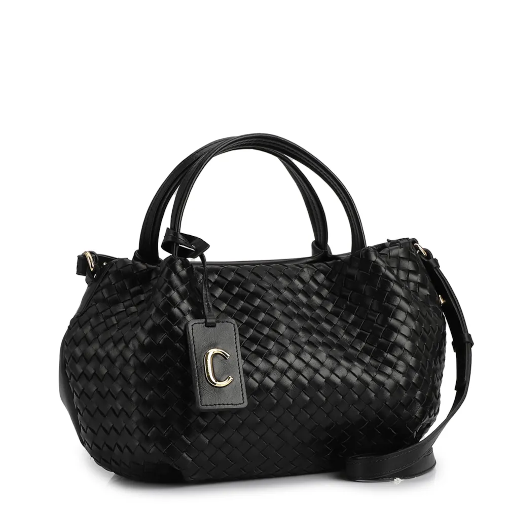 Bolsa Tote Tressê Couro Preto - imagem 3