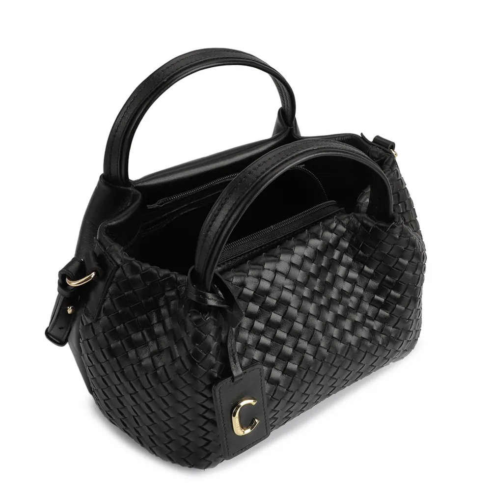 Bolsa Tote Tressê Couro Preto - imagem 5