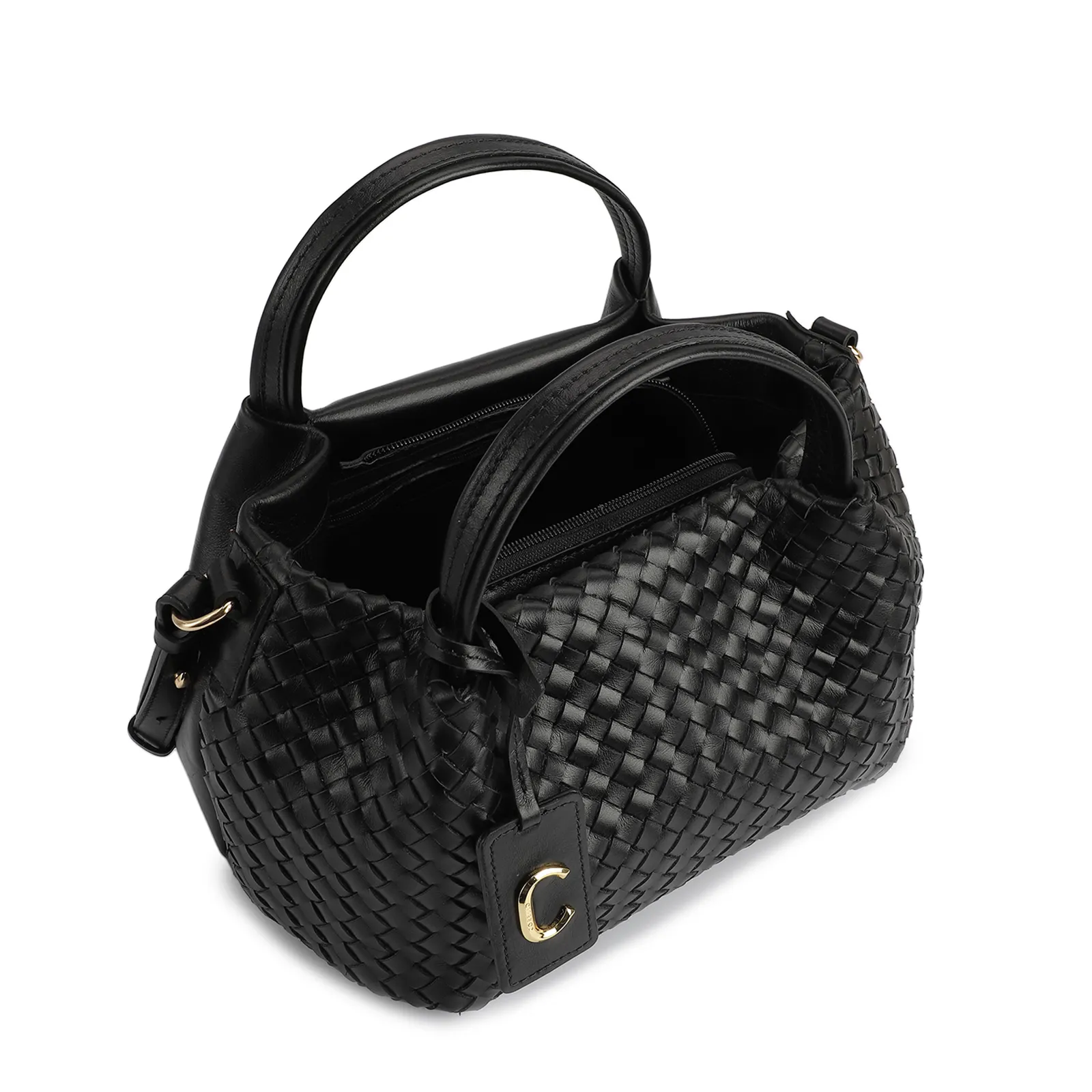 Bolsa Tote Tressê Couro Preto