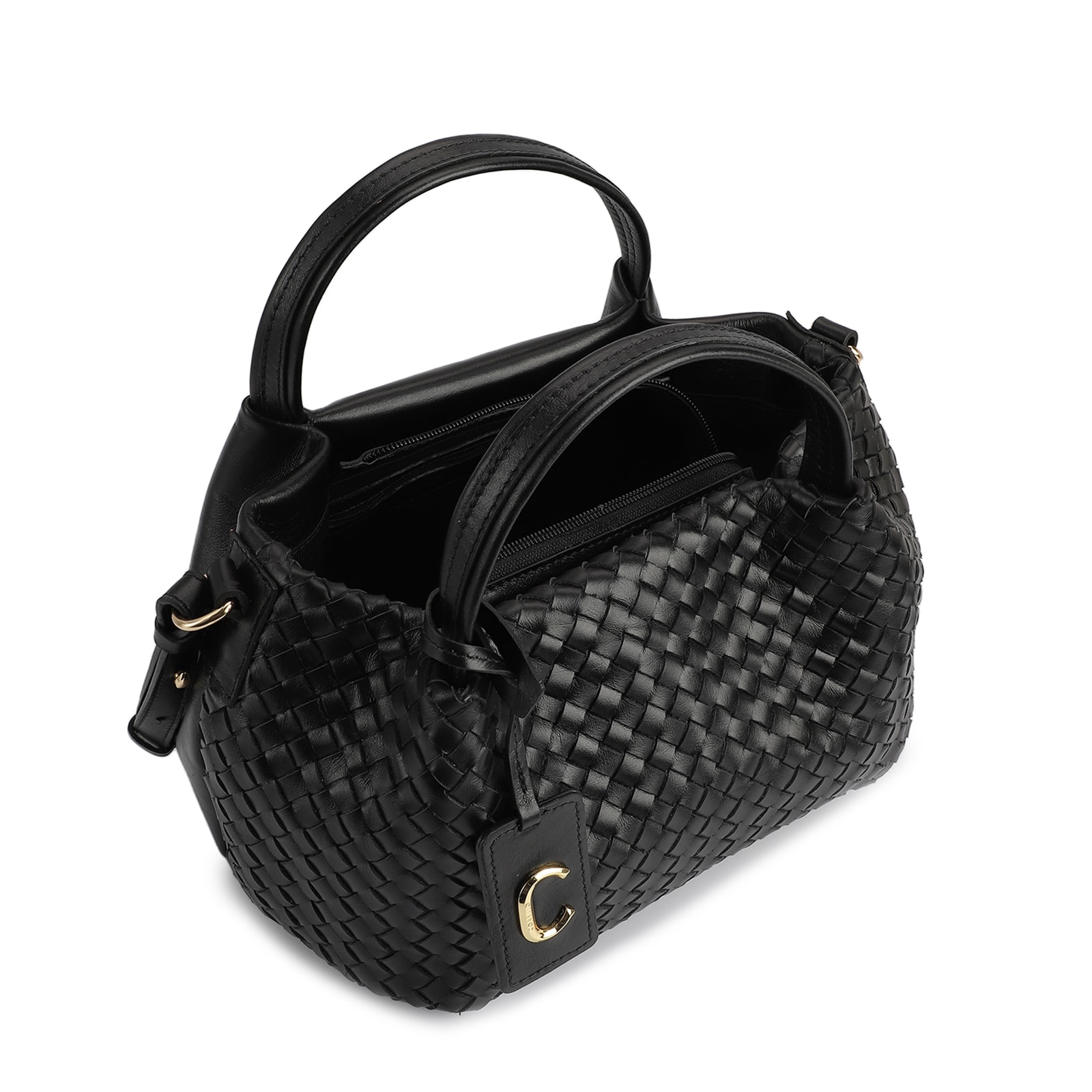 Bolsa Tote Tressê Couro Preto