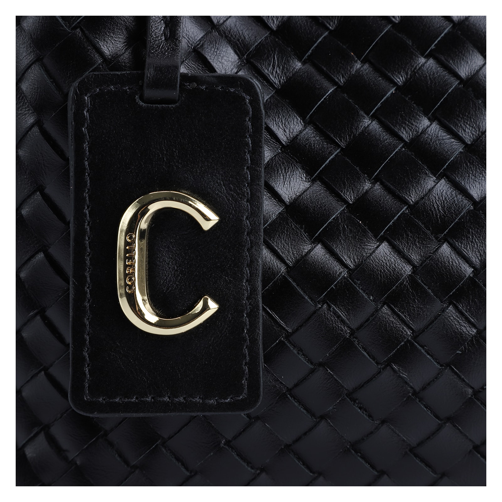Bolsa Tote Tressê Couro Preto