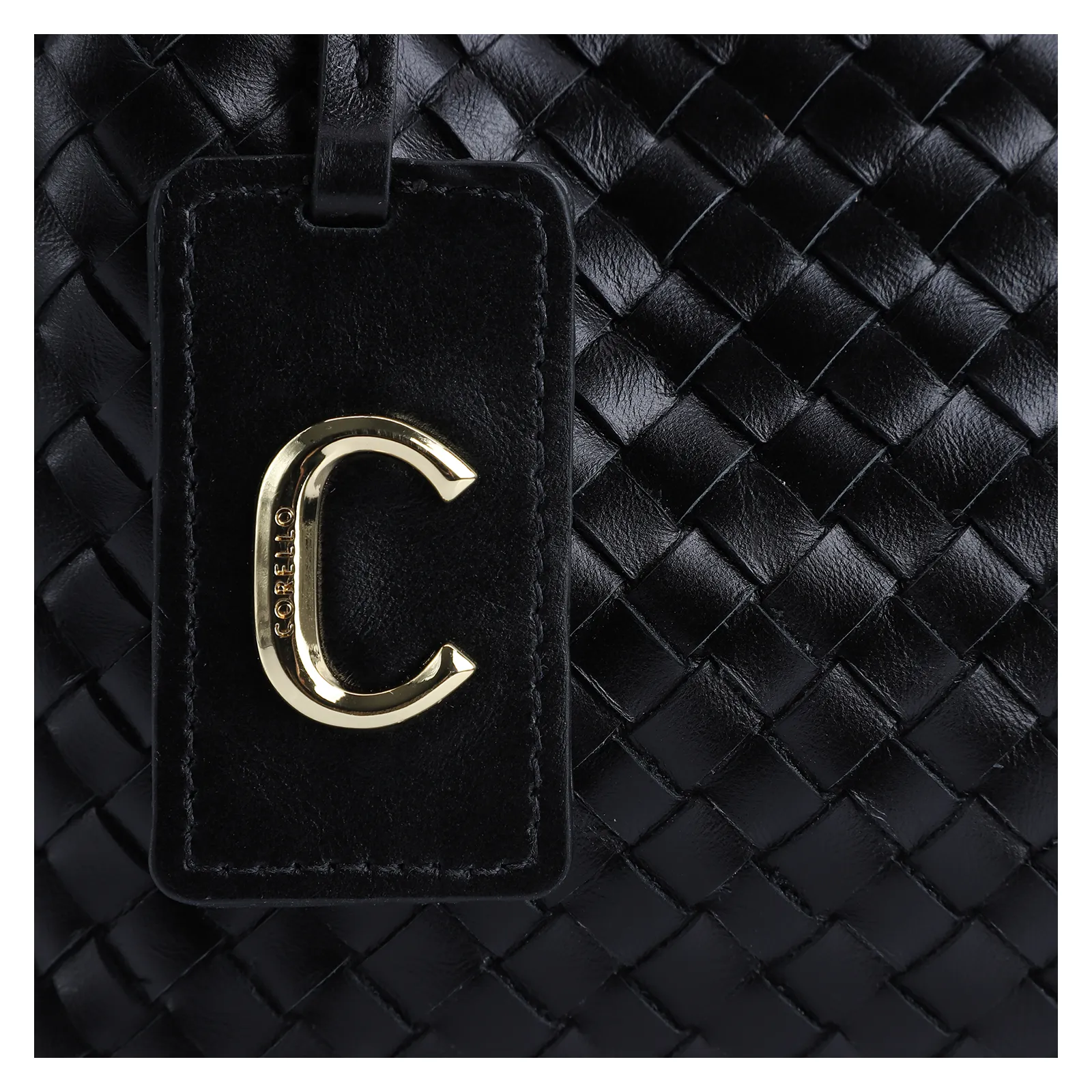 Bolsa Tote Tressê Couro Preto