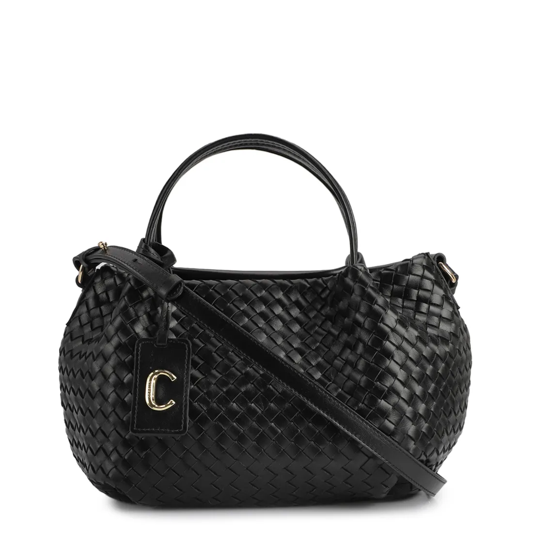 Bolsa Tote Tressê Couro Preto