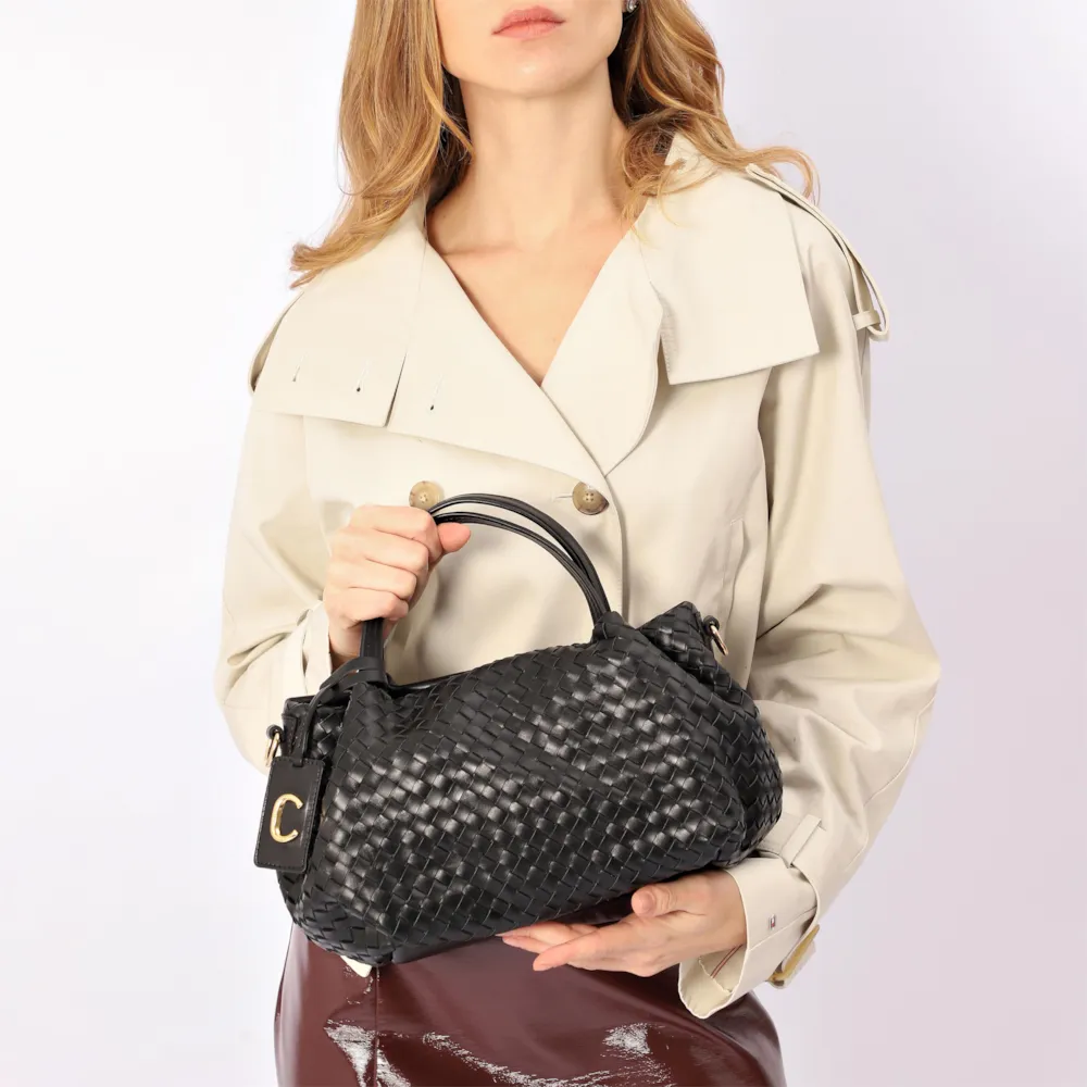 Bolsa Tote Tressê Couro Preto - imagem 2